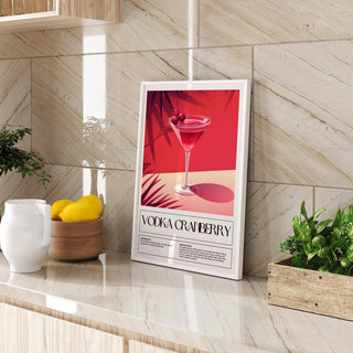 Bright vodka cranberry cocktail drink poster
