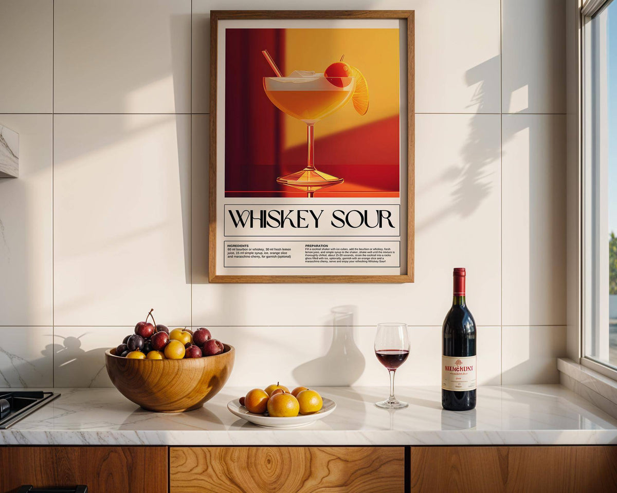 Functional and decorative wall art for bar area with cocktail focus