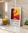 Whiskey Sour drink recipe art for bar cart decor