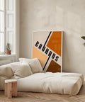 Bauhaus geometric wall art in tan and brown