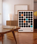 Modernist Bauhaus wall art with circles and bold colours