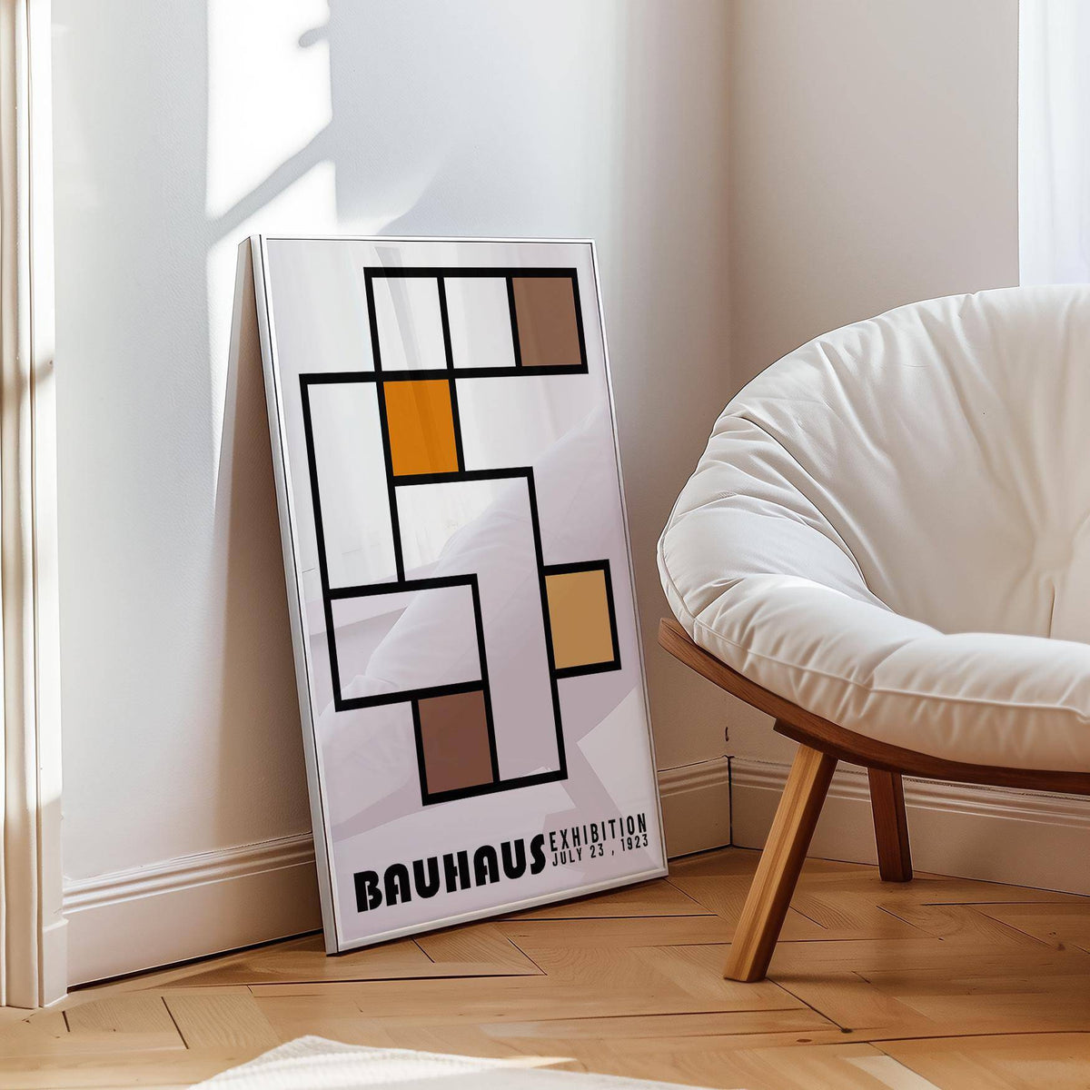 Warm-toned geometric abstract art poster designed for home and office