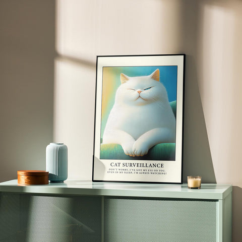 Trendy cat print, unique wall art gift for cat owners.