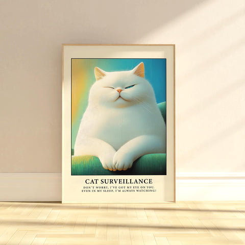 Humorous fat cat wall art gift for cat lovers.