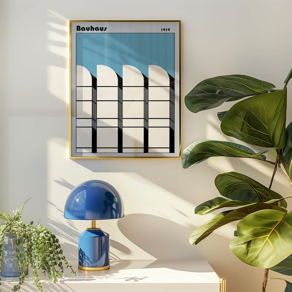 Bauhaus architecture art poster with clean and structured lines