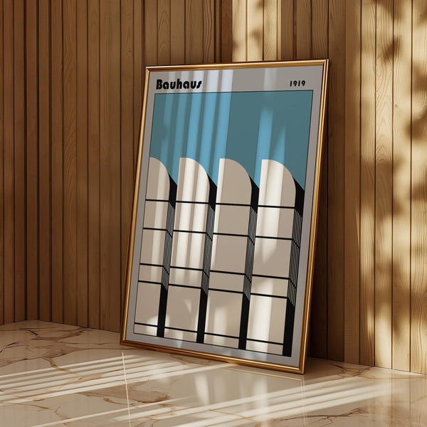 Bauhaus architecture art poster with industrial and modern appeal