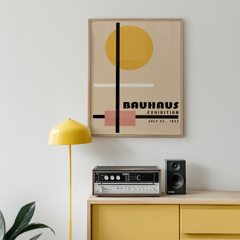 Retro Bauhaus inspired art for modern decor.