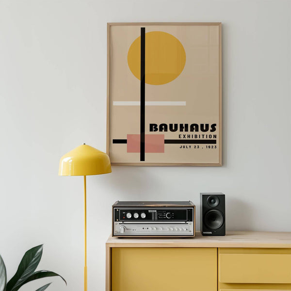 Yellow-accented office prints in abstract style for modern office walls
