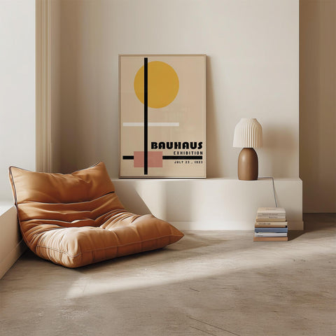 Bauhaus exhibition poster with yellow circle.