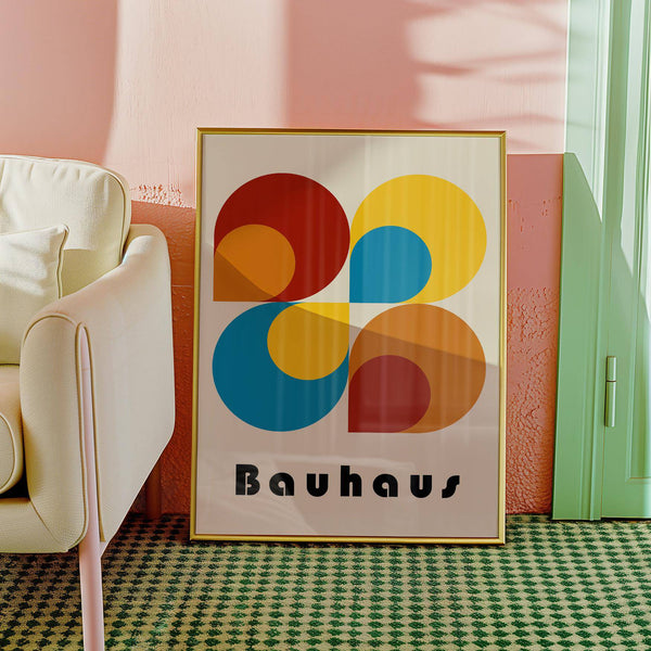 Framed geometric prints as living room wall art