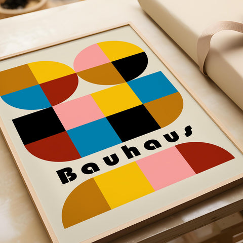 Bold geometric Bauhaus wall art for modern spaces.