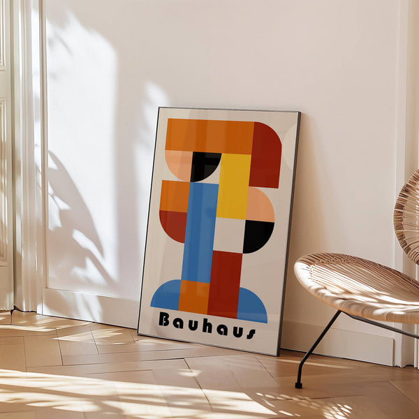 Minimalist abstract poster with structured forms for creative workspaces