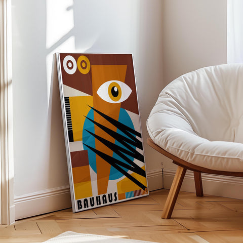 Bold abstract geometric shapes in Bauhaus art style.