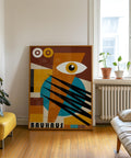 Abstract geometric eye Bauhaus wall art for office decor.