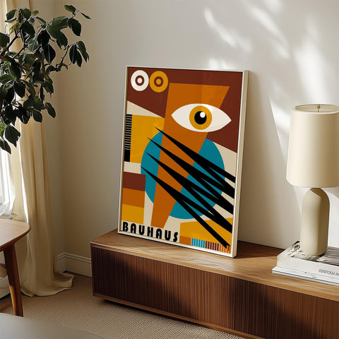 Modern Bauhaus-inspired art poster for living room decor.