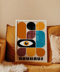 Bold geometric shapes in Bauhaus style art print.