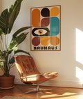 Abstract Bauhaus eye print for modern living room decor.