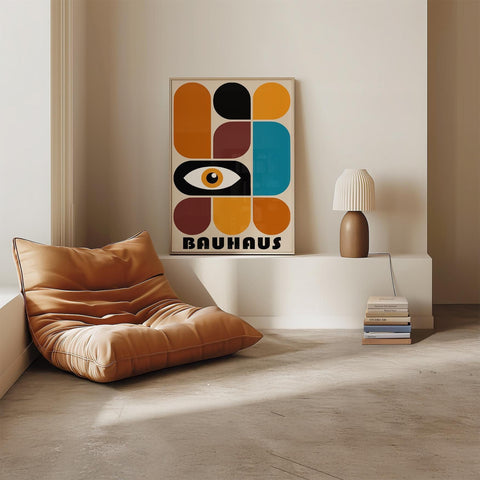 Modern Bauhaus eye abstract geometric art print.