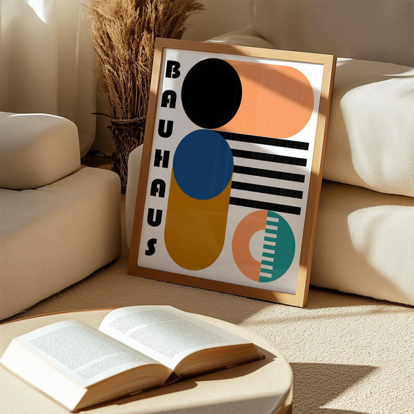 Contemporary Bauhaus geometric shapes print for home decor