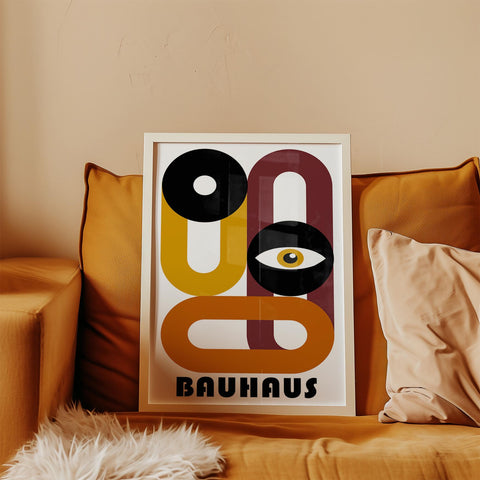 Modern Bauhaus design wall art with abstract shapes