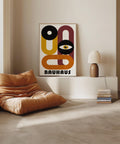 Retro Bauhaus geometric wall art with bold colours