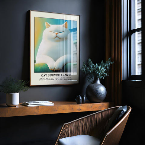 Big fat cat print in retro style, ideal gift for her or him.