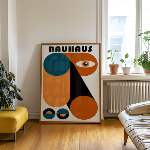 Modern geometric Bauhaus wall art with minimalist design