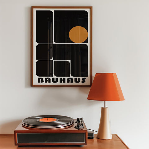 Geometric Bauhaus wall art for contemporary living room decor