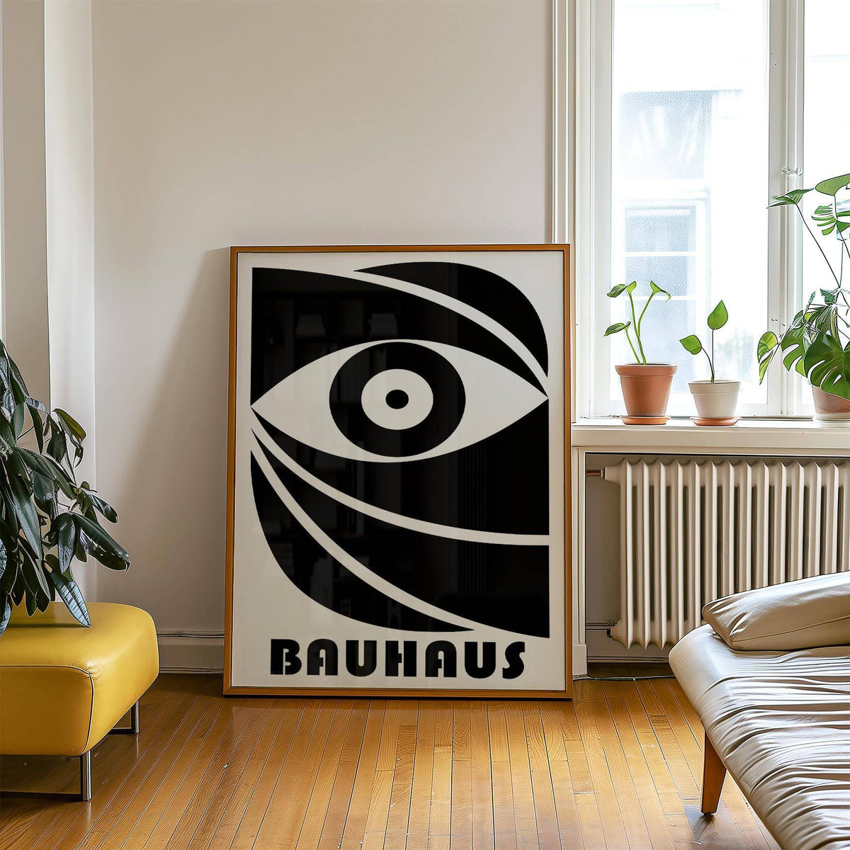 Minimalist black eye poster with striking contrast