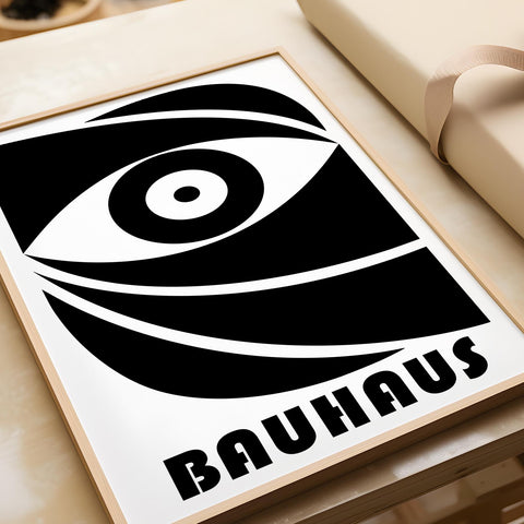 German Bauhaus geometric art in striking black and white