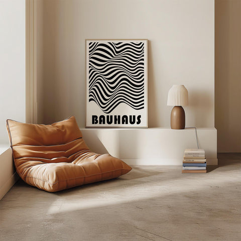 Black and white modern art prints Bauhaus geometric wall poster.