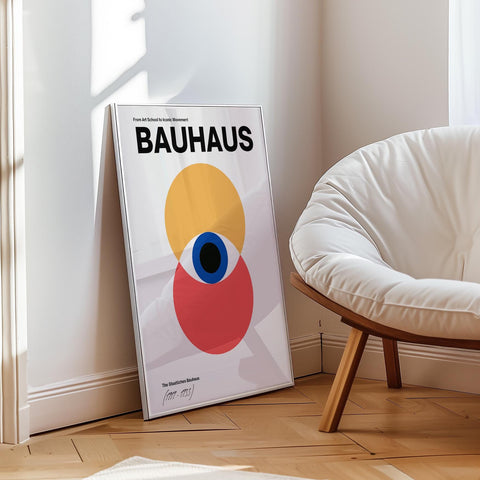 Colourful geometric Bauhaus art print for modern spaces