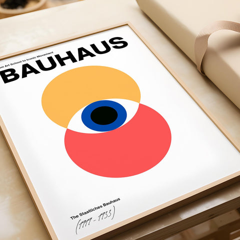 Bold abstract art wall poster in Bauhaus style