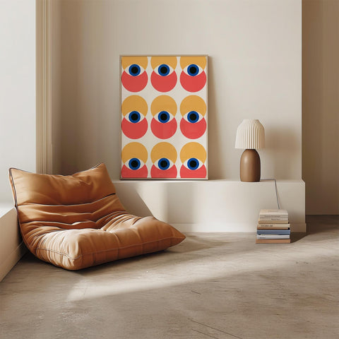 Colourful Bauhaus eye design geometric poster