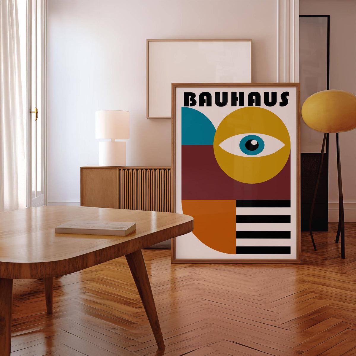 Vintage-style retro wall art with geometric balance and contrast