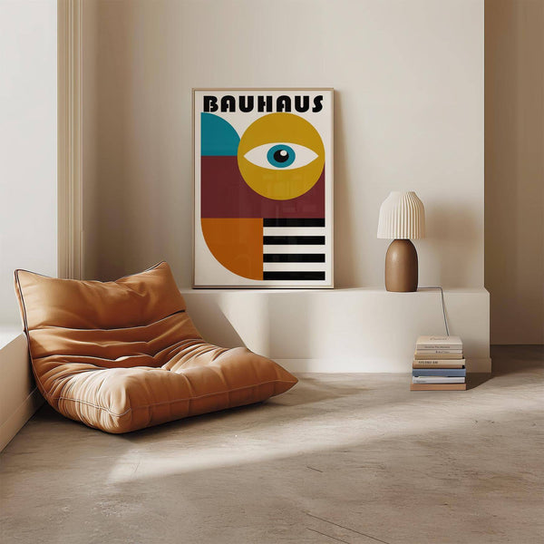 Bold retro wall art in mustard, teal, and burgundy for modern rooms