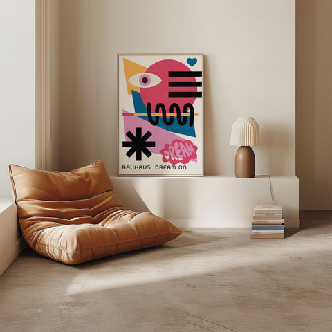 Colourful Bauhaus Dream On girls wall art for modern spaces