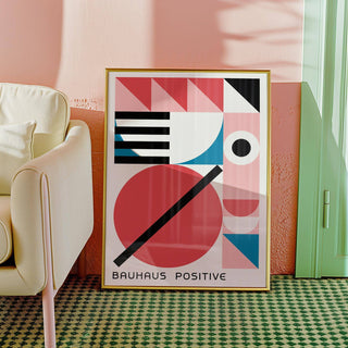 Artistic colorful geometric art inspired by Bauhaus design