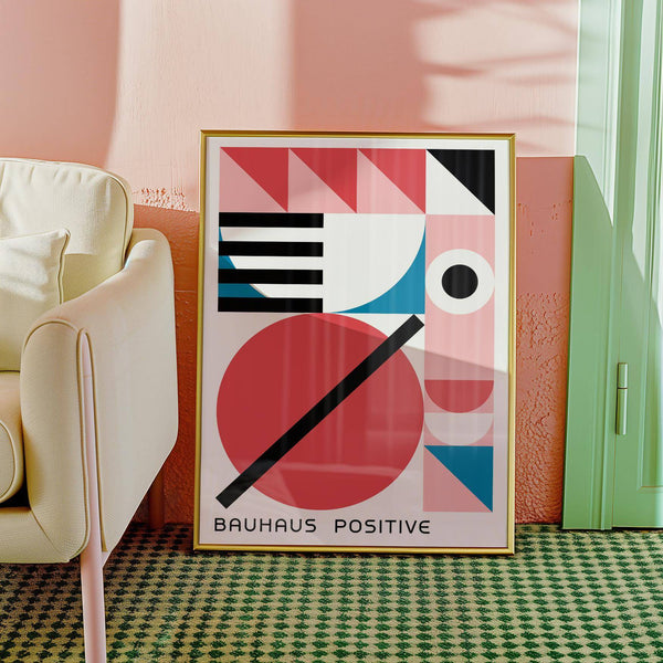 Artistic colorful geometric art inspired by Bauhaus design