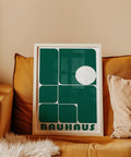 Green abstract Bauhaus art print for modern living room decor