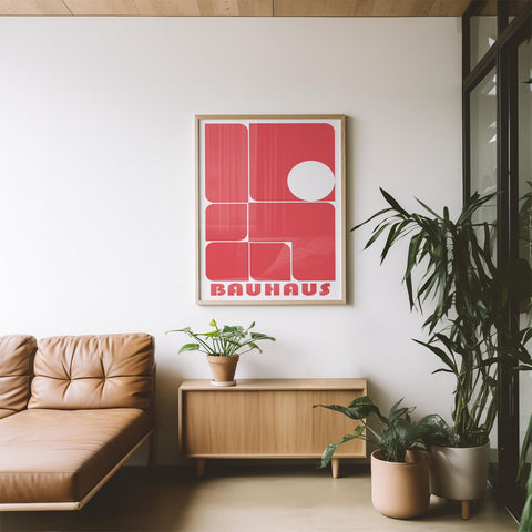 Minimalist abstract wall art in Bauhaus style for living room