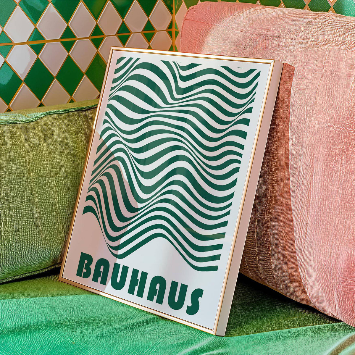 Premium matte green and white wall art for creative workspaces