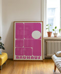 Bold pink Bauhaus wall art poster for contemporary decor