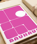 Abstract geometric Bauhaus wall art in pink