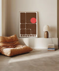 Retro brown Bauhaus block print poster with industrial design