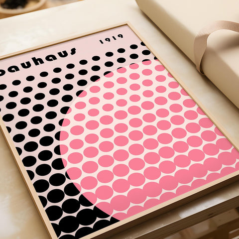 Pink circle pattern art print for modern interiors