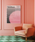 Pink and black circles design poster for girls&#39; room