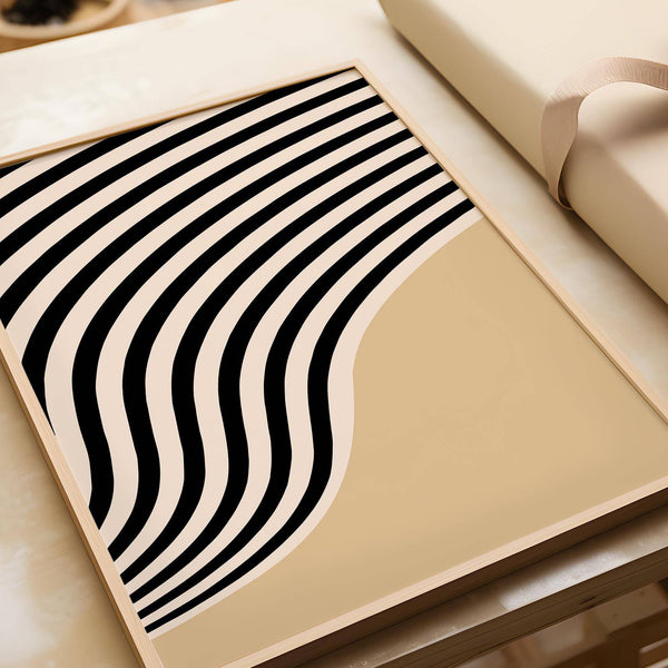 Chic beige abstract art with bold design for modern interiors