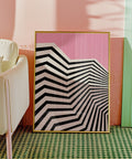 Modern zigzag abstract art print in bold colours for living room