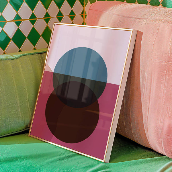 Sunrise-inspired purple wall art with minimalist circular forms